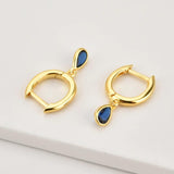 925 Silver 7 Rainbow Zircon Ovals Drop Earrings Women Party Jewelry