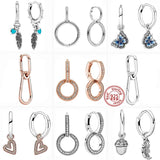 925 Silver Rose Hoop Heart Butterfly Charm Earrings