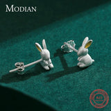 925 Silver Tiny Rabbit Stud Earrings Romantic Ear Studs For Women Girls