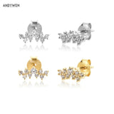 925 Silver Zircon Stud Earring Piercing Jewelry