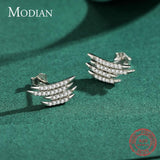 925 Silver Zirconia Stud Earrings Geometric Line Wedding Jewelry