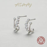 925 Silver Clear Zircon Stud Earrings Wedding Jewelry
