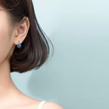 Round Swing Crystal Stud Earrings 925 Sterling Silver Bijoux Brincos