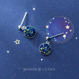 Round Swing Crystal Stud Earrings 925 Sterling Silver Bijoux Brincos