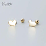 Irregular Heart Stud Earrings 925 Sterling Silver Prevent Allergy Jewelry