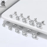 925 Silver Stud Earrings Created Diamond Zirconia Women Teen Birthday APE35