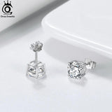 925 Silver Stud Earrings Created Diamond Zirconia Women Teen Birthday APE35