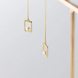 Square Pearl Drop Earring for Women Geometric Dangle Earring