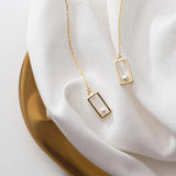 Square Pearl Drop Earring for Women Geometric Dangle Earring