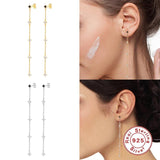 925 Sterling Silver Colorful Crystal Tassel Earrings