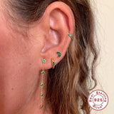 925 Sterling Silver Colorful Crystal Tassel Earrings