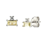 925 Silver Small Zircon CZ Stud Earring Square Piercing Women Jewelry