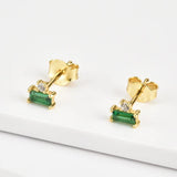 925 Silver Small Zircon CZ Stud Earring Square Piercing Women Jewelry