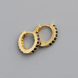 925 Silver Zircon Hoop Earrings Women Geometric Jewelry