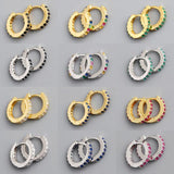925 Silver Zircon Hoop Earrings Women Geometric Jewelry