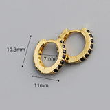 925 Silver Zircon Hoop Earrings Women Geometric Jewelry