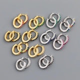 925 Silver Zircon Hoop Earrings Women Geometric Jewelry