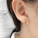 925 Silver Zircon Hoop Earrings Women Geometric Jewelry
