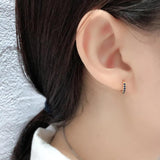 925 Silver Zircon Hoop Earrings Women Geometric Jewelry