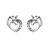 925 Silver Rainbow Unicorn Star Stud Earrings