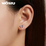 925 Silver Rainbow Unicorn Star Stud Earrings