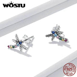 925 Silver Rainbow Unicorn Star Stud Earrings