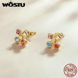 925 Silver Rainbow Unicorn Star Stud Earrings