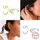925 Silver C-shaped Piercing Earring Moon Star Heart Cross Women Jewelry