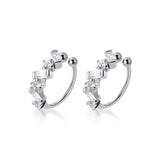 Trustdavis 925 Silver CZ Moon Ear Cuff Clip Earrings