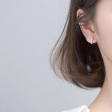 Trustdavis 925 Silver CZ Moon Ear Cuff Clip Earrings