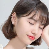 Trustdavis 925 Silver CZ Moon Ear Cuff Clip Earrings