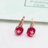 14K Rose Gold Ruby Flower Earrings for Women