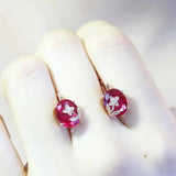 14K Rose Gold Ruby Flower Earrings for Women