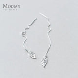 925 Silver Tree Leaf Tassel Drop Earrings Romantic Gift