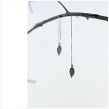 925 Silver Tree Leaf Tassel Drop Earrings Romantic Gift