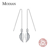 925 Silver Tree Leaf Tassel Drop Earrings Romantic Gift