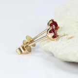 Unique Six-Claw Inlaid Ruby Face Earrings Women's Silver Jewelry