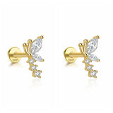 925 Silver Zircon Small Ear Cartilage Stud Earrings for Women
