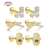 925 Silver Zircon Small Ear Cartilage Stud Earrings for Women