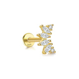 925 Silver Zircon Small Ear Cartilage Stud Earrings for Women