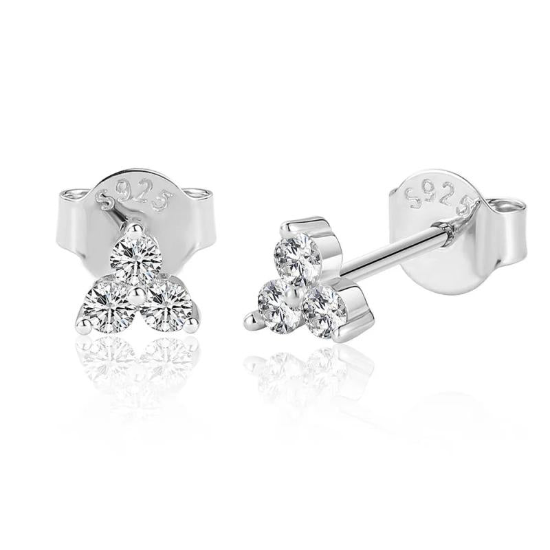 Round Moissanite Stud Earrings in Sterling Silver