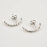 925 Silver Line Stud Earring Women Crystal Piercing Clips Rock Punk Wedding