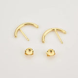 925 Silver Line Stud Earring Women Crystal Piercing Clips Rock Punk Wedding