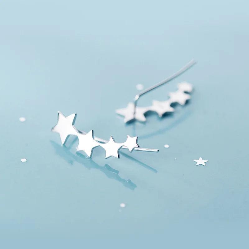 925 Silver Star Ear Climber Earrings for Women