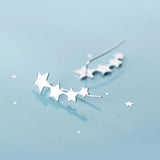 925 Silver Star Ear Climber Earrings for Women