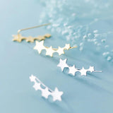 925 Silver Star Ear Climber Earrings for Women