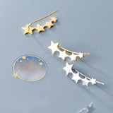 925 Silver Star Ear Climber Earrings for Women