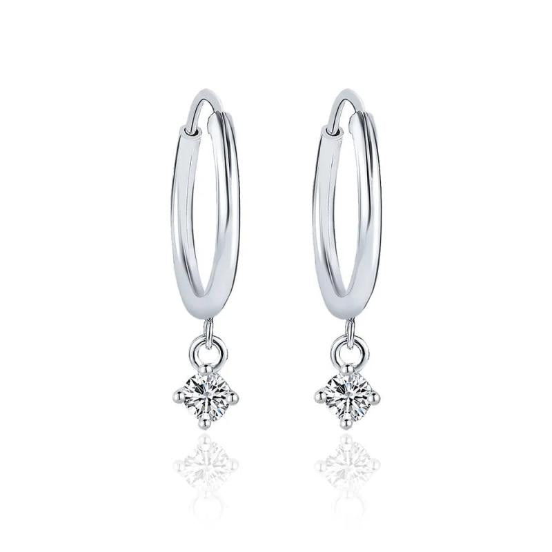 925 Silver 0.2CT D 4 Claws Moissanita Hanging Earring For Women