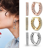 925 Silver Pan Earrings Hearts Crystal Stud Wedding Jewelry