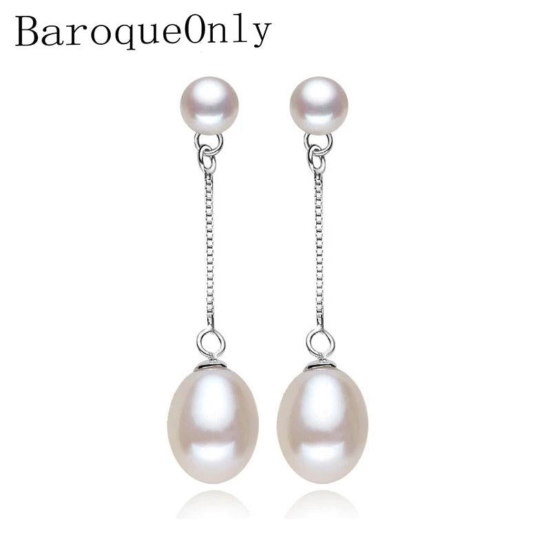 925 Sterling Silver Pearl Double Earrings for Women